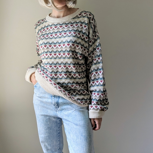 Vintage Sweaters - SOLD⚡VTG 90s Cream Grandpa Style Sweater